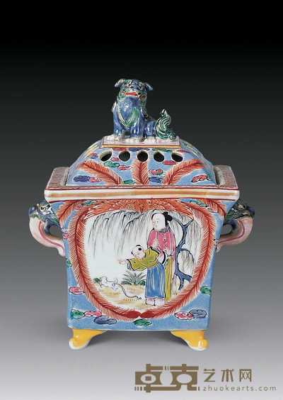 清乾隆 粉彩人物香薰 高13cm